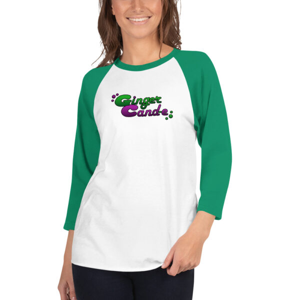 Ginger Cand-e Logo - 3/4 Sleeve Raglan Shirt | Tultex - White/Kelly